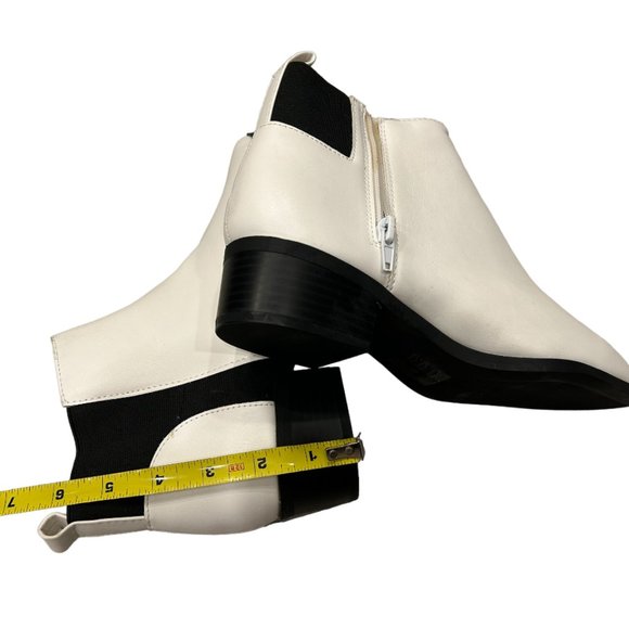 George Off-White Ankle Boot Faux Leather, Side Zipper Heel 2in/5cm, Side Panels - Picture 4 of 11